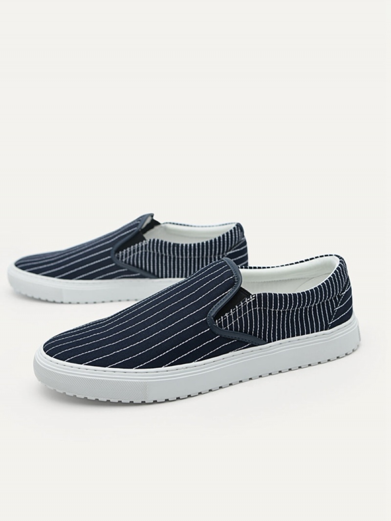 Navy Men's Pedro Slip On Sneakers | MNQRDE-678