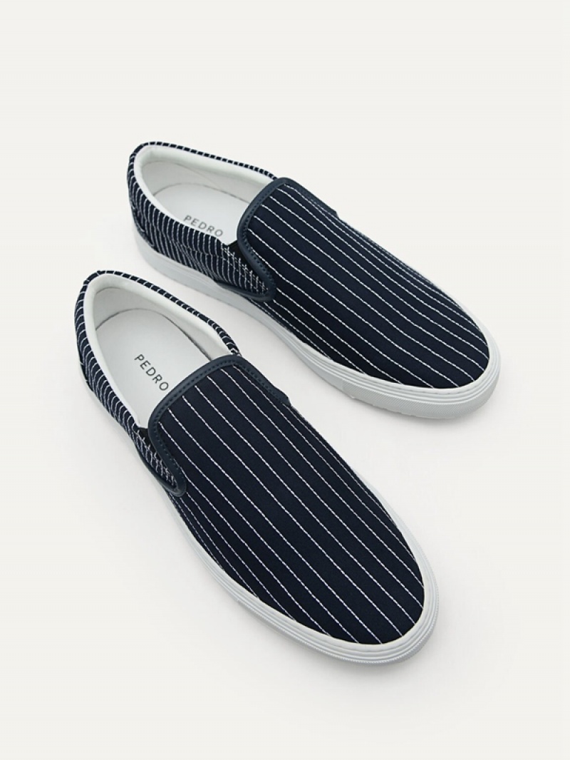 Navy Men's Pedro Slip On Sneakers | MNQRDE-678