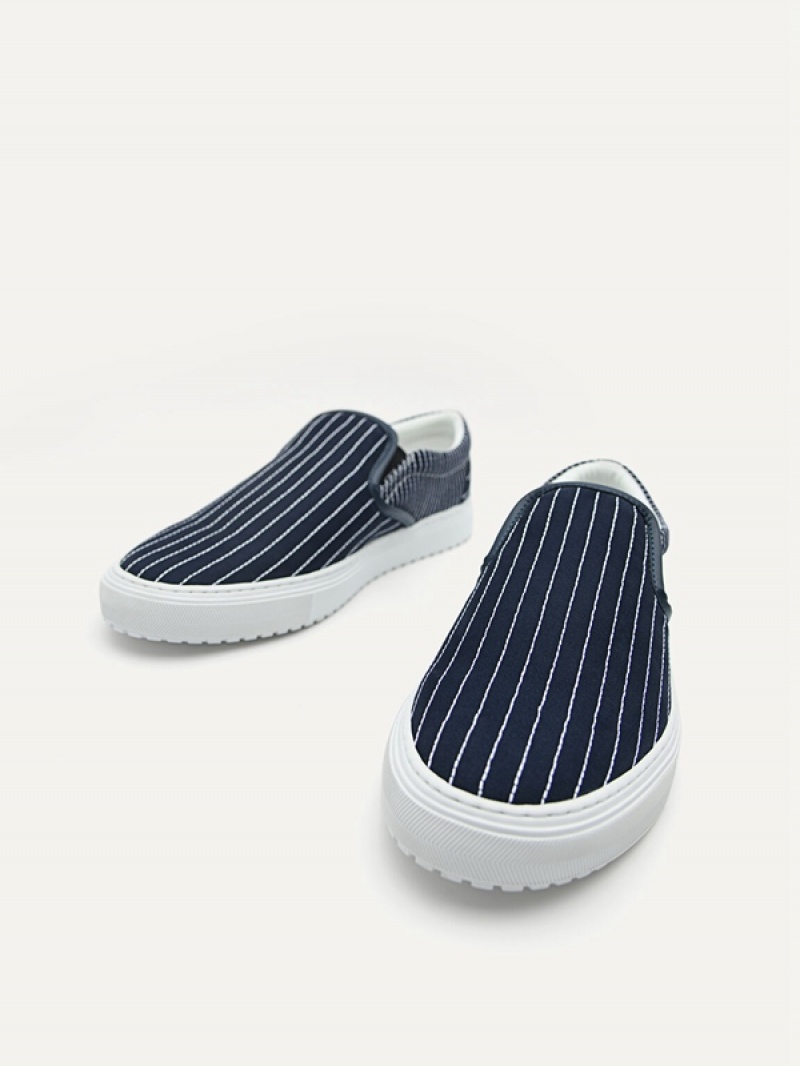 Navy Men's Pedro Slip On Sneakers | MNQRDE-678