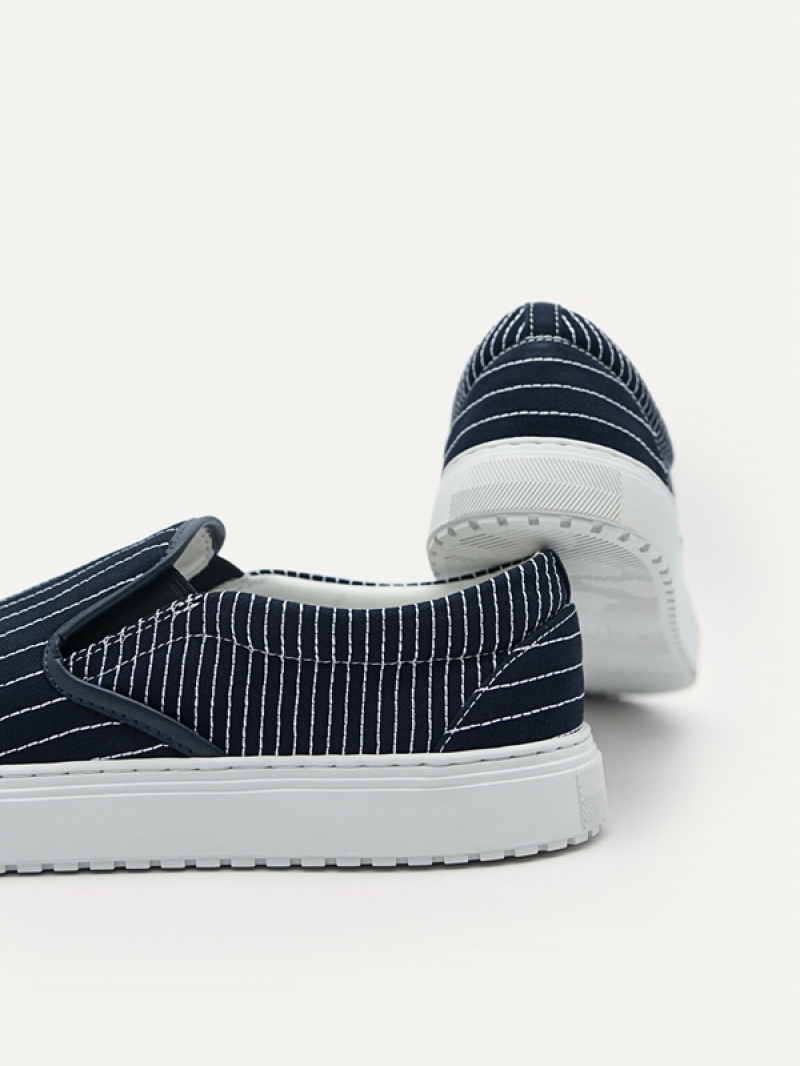 Navy Men's Pedro Slip On Sneakers | MNQRDE-678