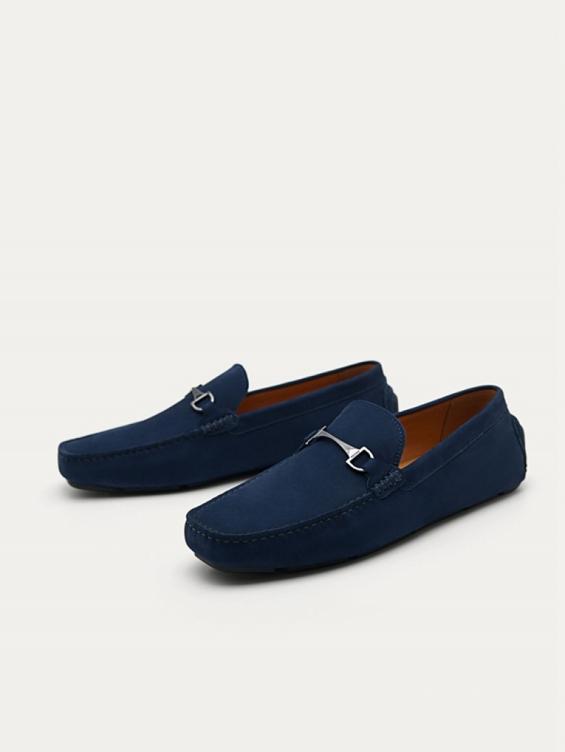 Navy Men's Pedro Smooth with Horsebit Loafers | ANSGKQ-135