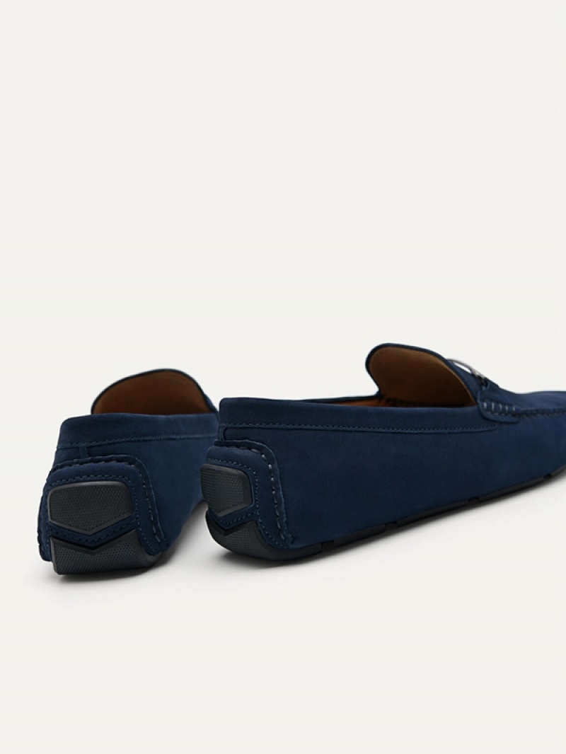 Navy Men's Pedro Smooth with Horsebit Loafers | ANSGKQ-135