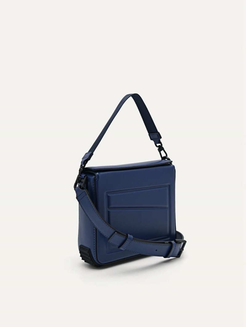 Navy Men's Pedro Square Sling Bag | CTZBRJ-738