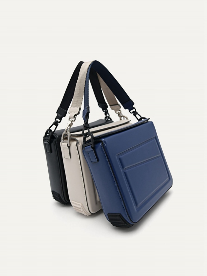 Navy Men's Pedro Square Sling Bag | CTZBRJ-738