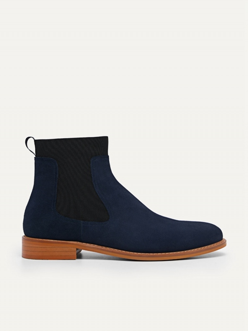 Navy Men\'s Pedro Suede Leather Chelsea Boots | YKCWAM-621