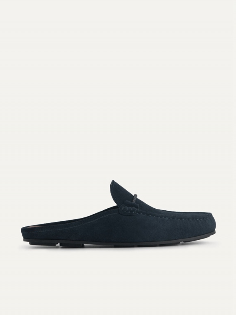 Navy Men\'s Pedro Suede Slip-On Moccasins | MJWKGR-106