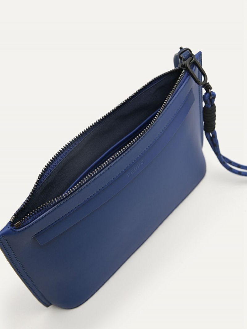 Navy Men's Pedro Zipper Clutch Bag | BNDQWT-498