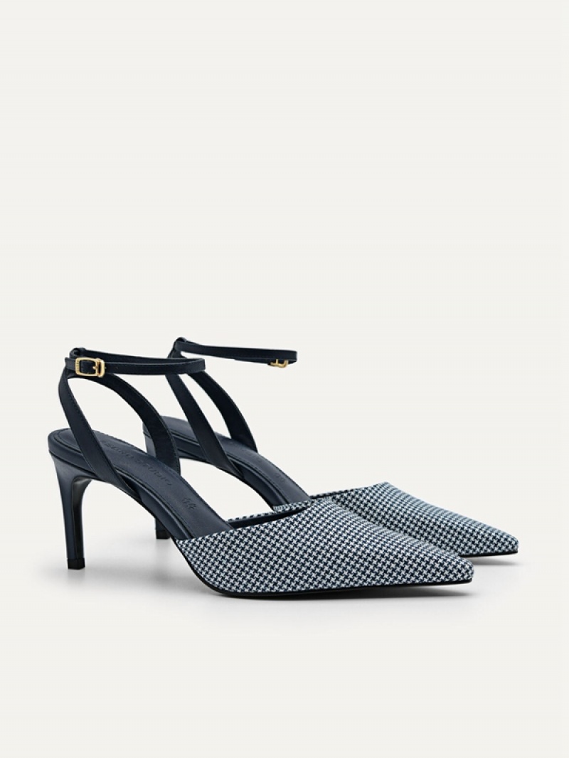 Navy Women's Pedro Studio Joan Woven Pumps | LDSWEF-754