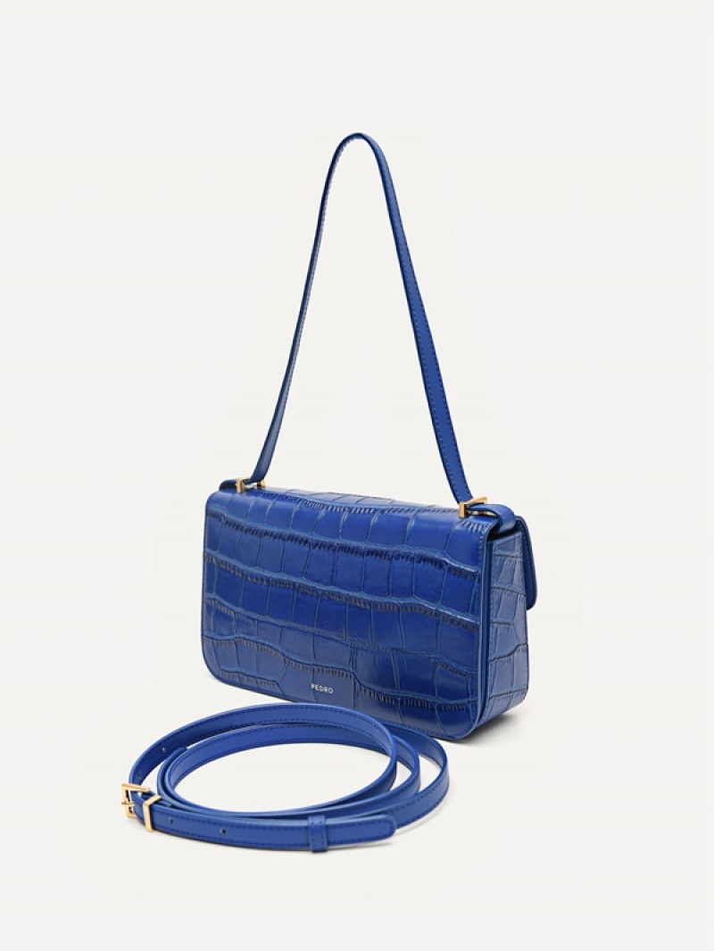 Navy Women's Pedro Studio Kate Leather Shoulder Bags | QYXTVO-634