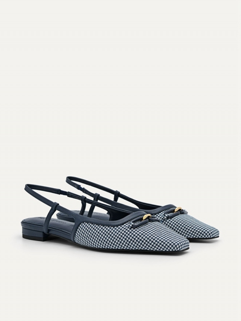 Navy Women's Pedro Studio Kate Woven Ballerina Flats | PJMOFU-847