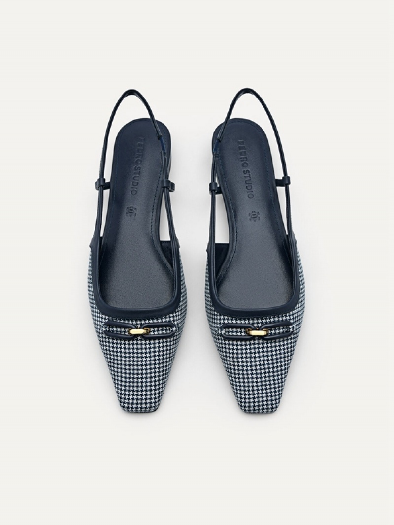 Navy Women's Pedro Studio Kate Woven Ballerina Flats | PJMOFU-847