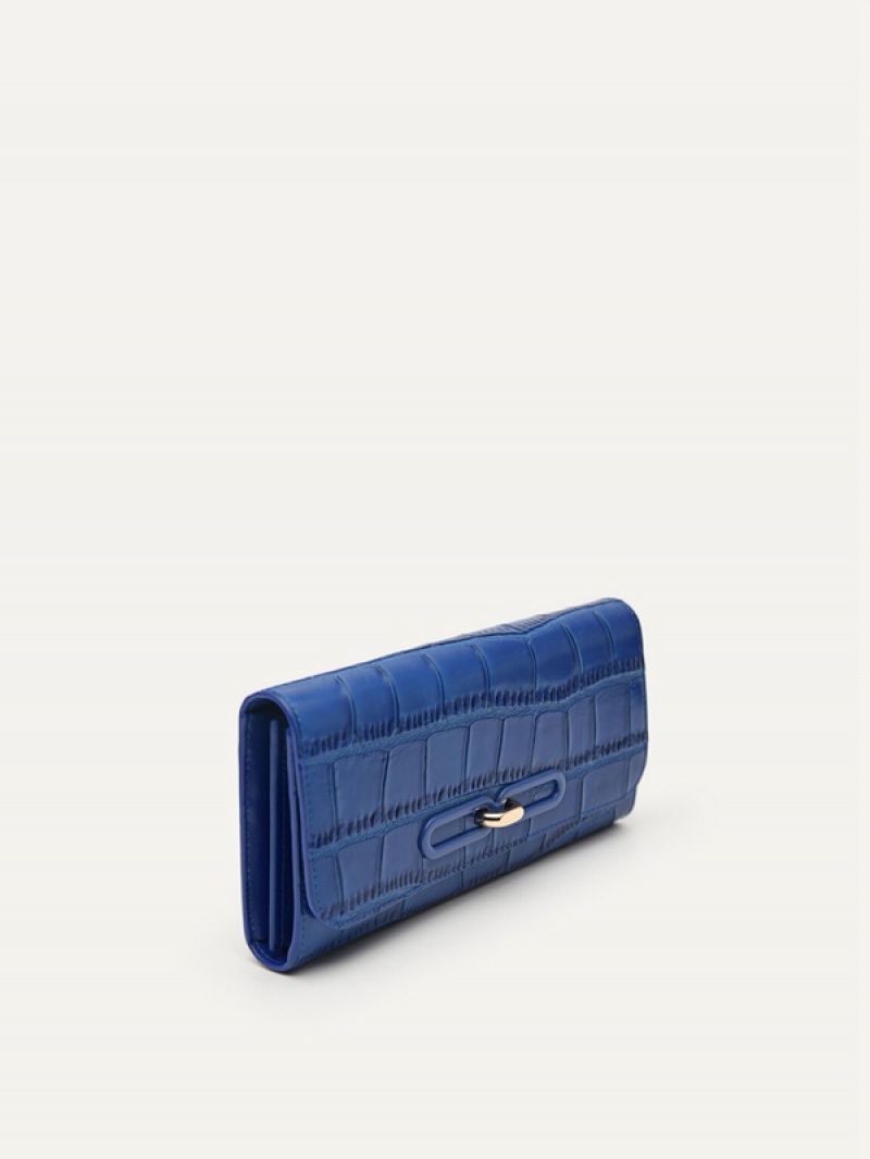 Navy Women's Pedro Studio Leather Bifold Wallet | CXPYJF-037