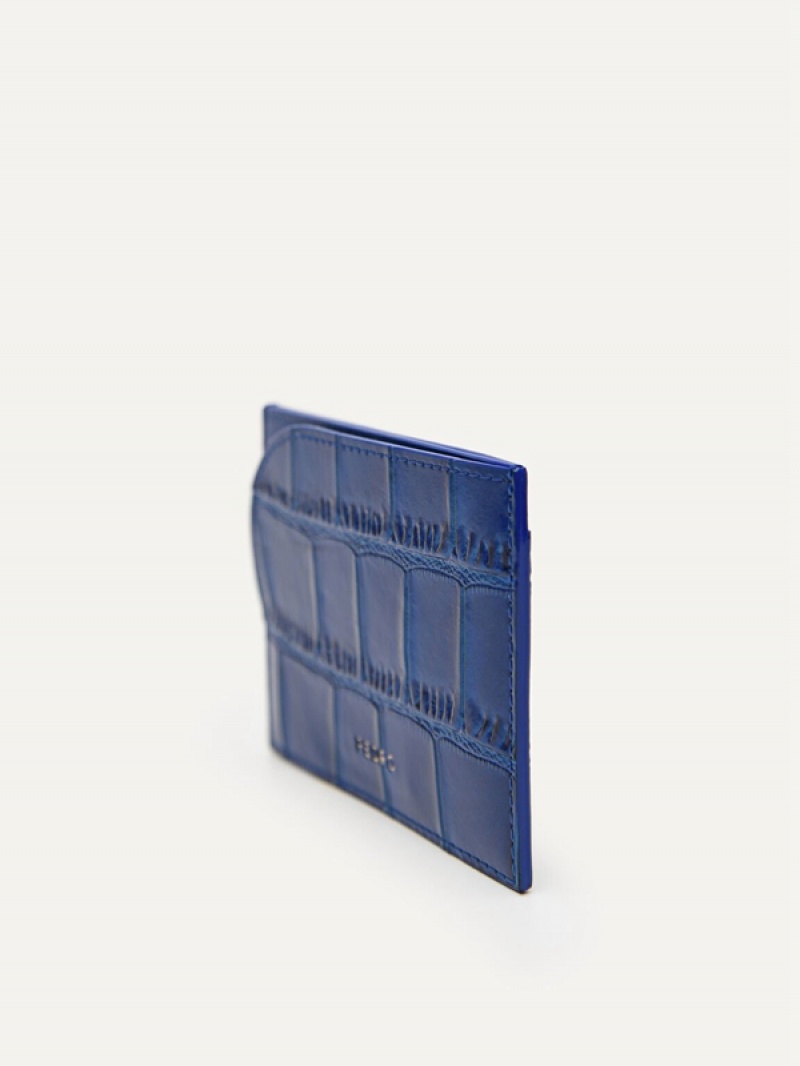 Navy Women's Pedro Studio Leather Card Holder | FGHPAN-190