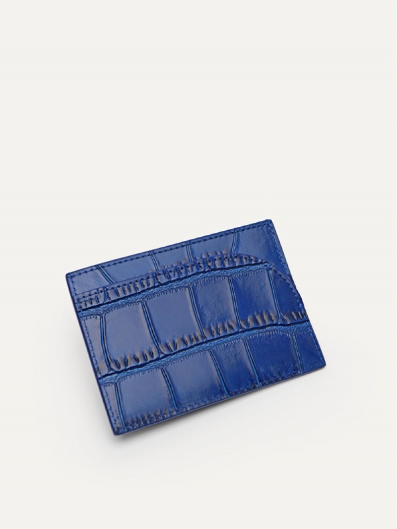 Navy Women's Pedro Studio Leather Card Holder | FGHPAN-190