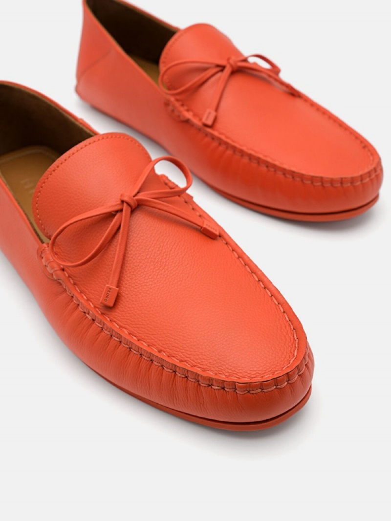 Orange Men's Pedro Leto Leather Moccasins | ULTWBV-295