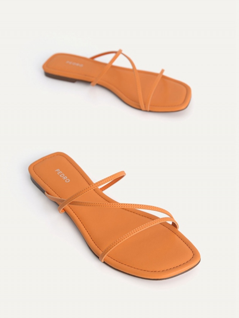 Orange Women's Pedro Gwyneth Strappy Flats | GTMBFU-402