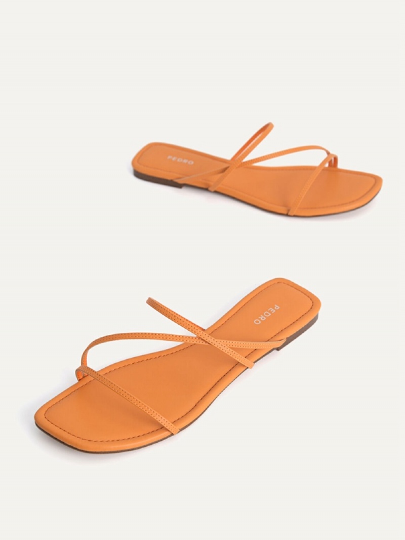 Orange Women's Pedro Gwyneth Strappy Flats | GTMBFU-402