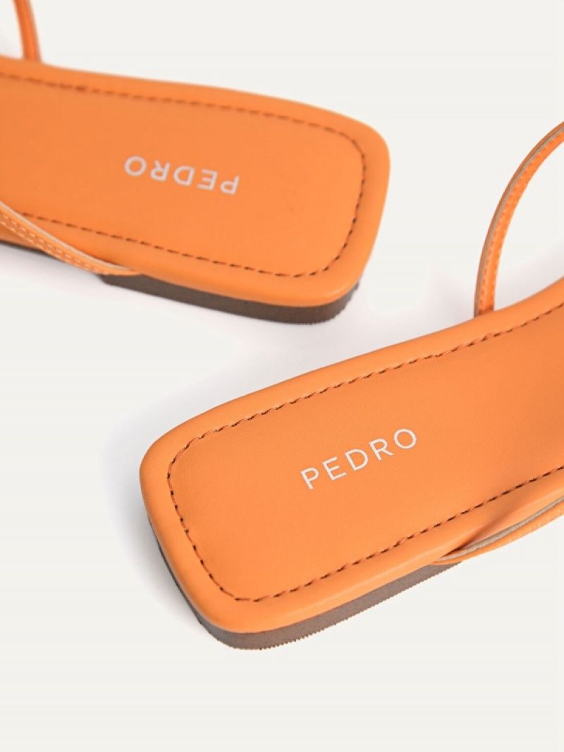 Orange Women's Pedro Gwyneth Strappy Flats | GTMBFU-402