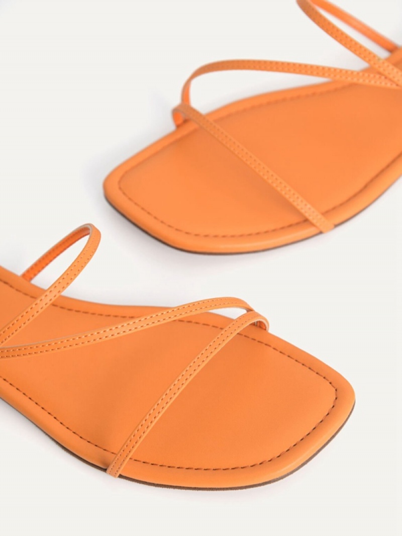 Orange Women's Pedro Gwyneth Strappy Flats | GTMBFU-402