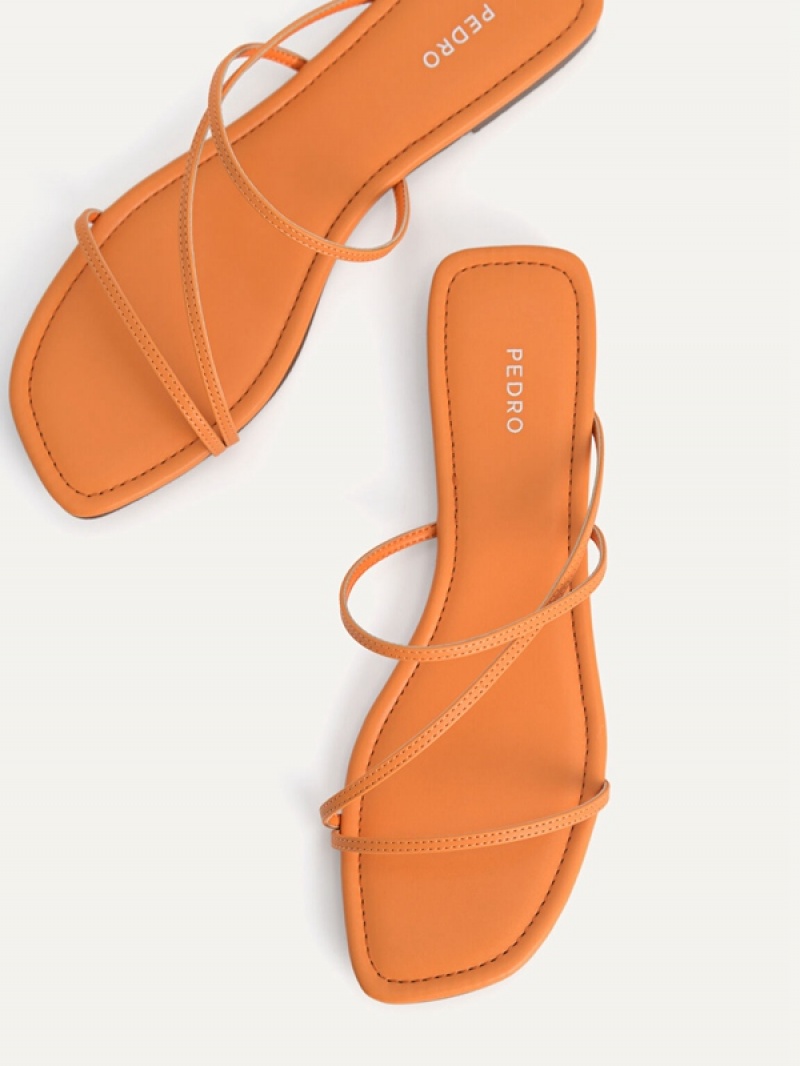 Orange Women's Pedro Gwyneth Strappy Flats | GTMBFU-402