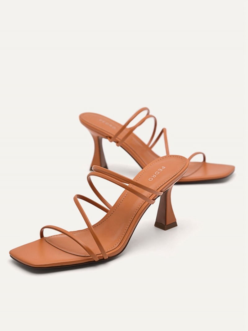 Orange Women's Pedro Strappy - Orange Heels Sandals | LZGORI-109