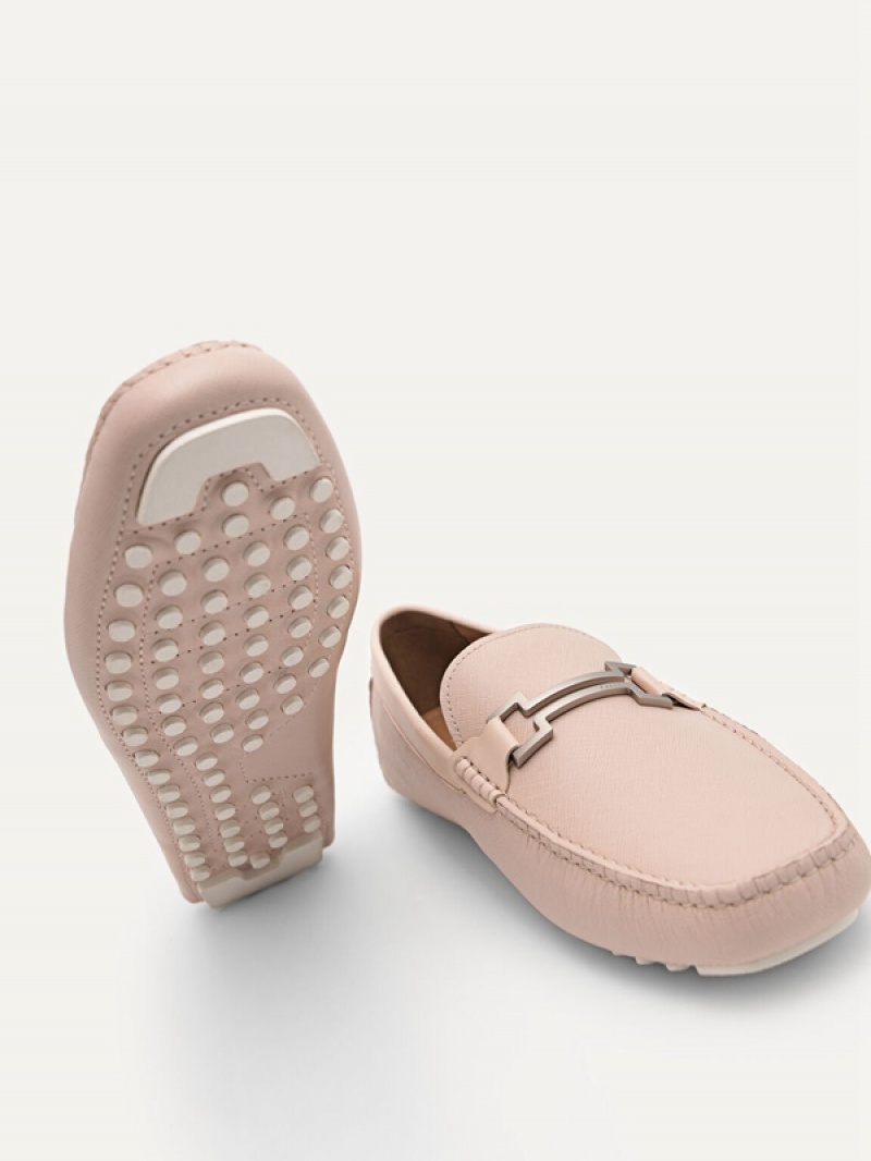 Pink Men's Pedro Embossed Bit Moccasins | DWXGAV-146