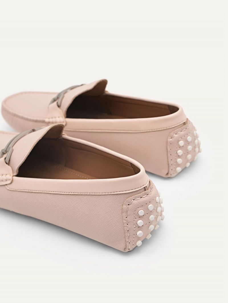 Pink Men's Pedro Embossed Bit Moccasins | DWXGAV-146