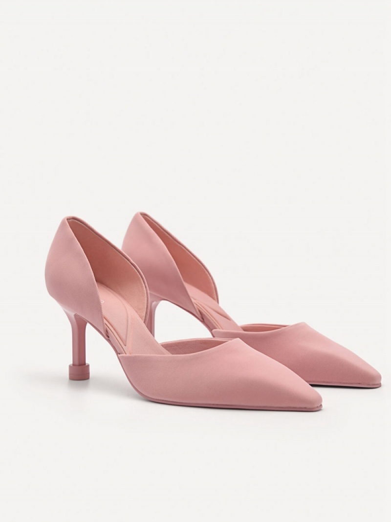 Pink Women's Pedro Bianca Fabric D'Orsay Pumps | DJMPGO-793