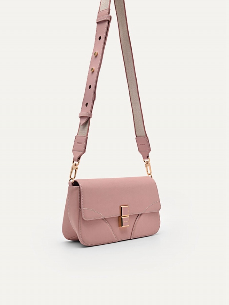 Pink Women's Pedro Bianca Leather Shoulder Bags | RJGLTP-830