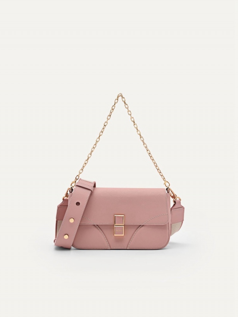 Pink Women\'s Pedro Bianca Leather Shoulder Bags | RJGLTP-830