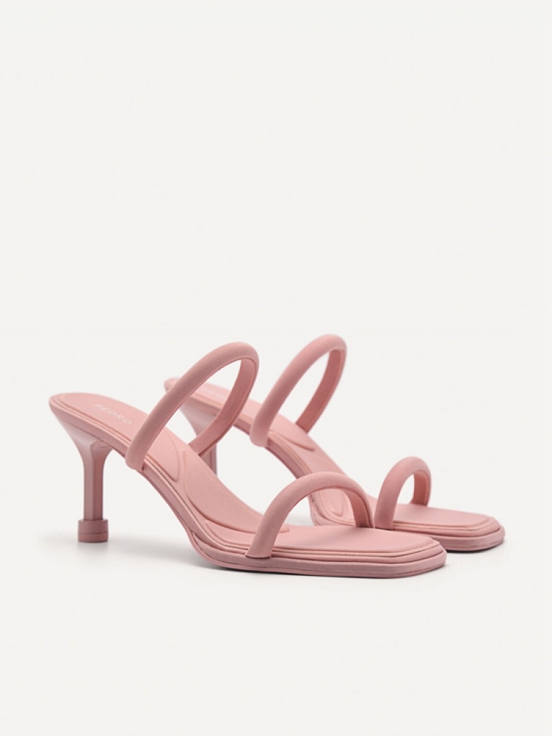 Pink Women's Pedro Bianca Strappy Heels Sandals | OZBNKY-897