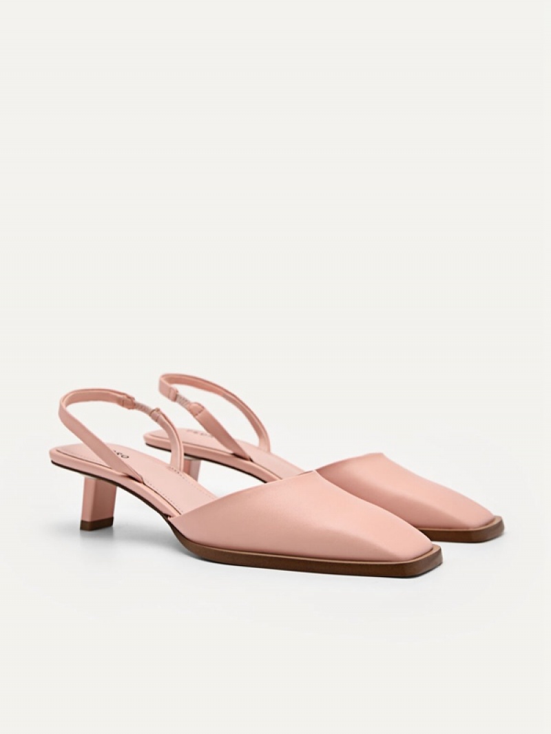 Pink Women's Pedro Heel Slingback Heels Sandals | LHBPNZ-642