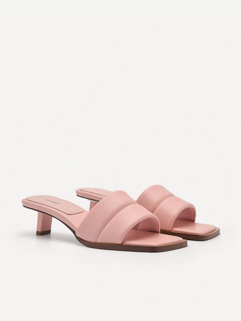 Pink Women's Pedro Heel Slip-On Heels Sandals | UMYBCL-645