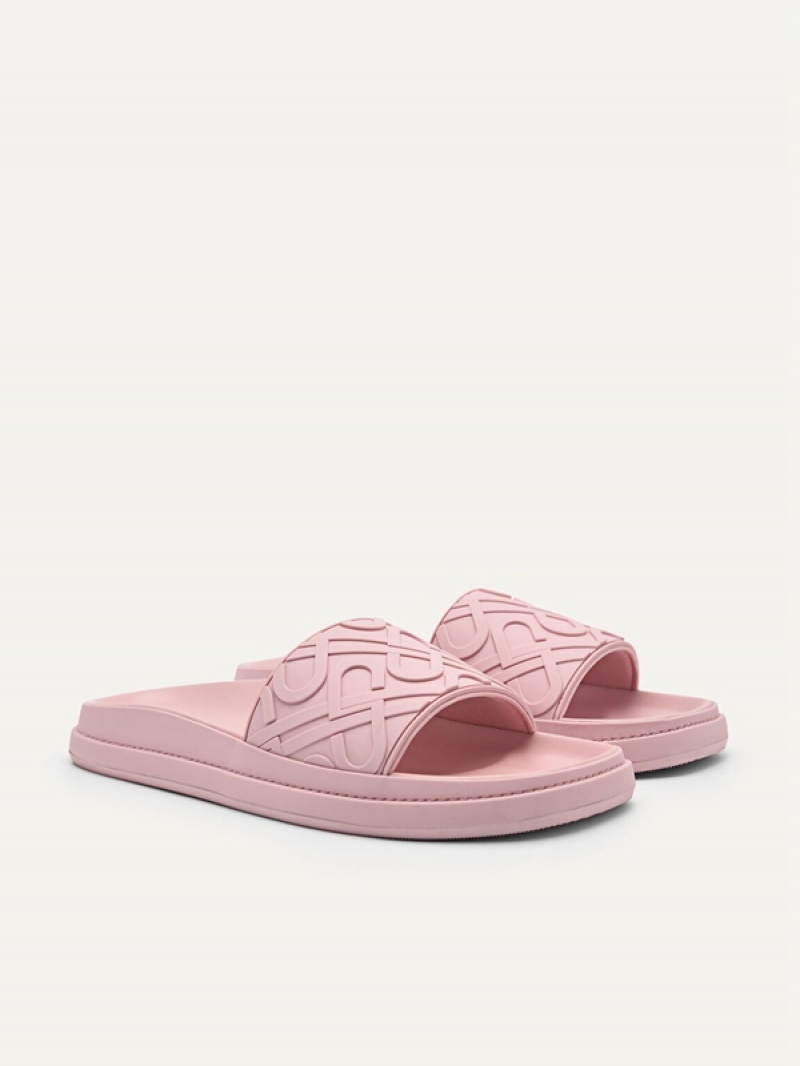 Pink Women's Pedro Icon Embossed Sandals | AEOGWZ-620