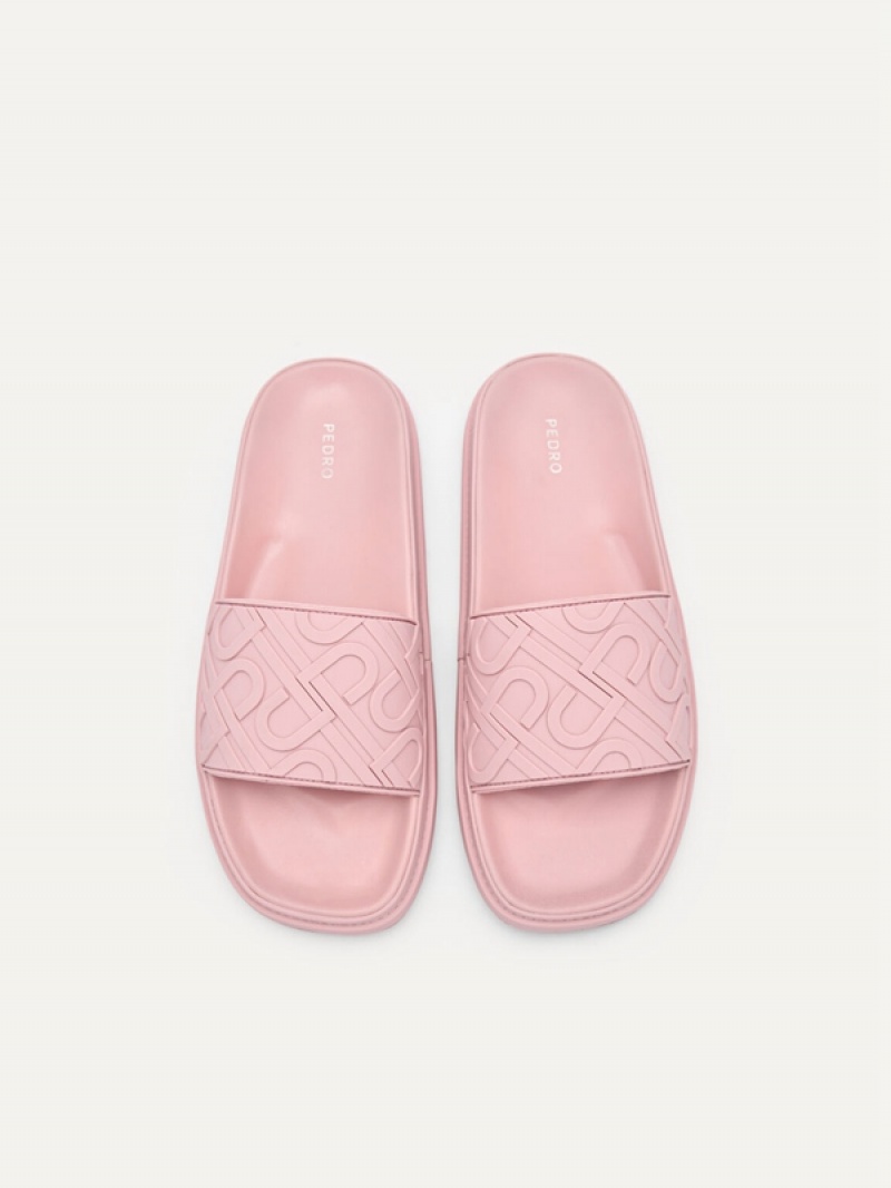 Pink Women's Pedro Icon Embossed Sandals | AEOGWZ-620