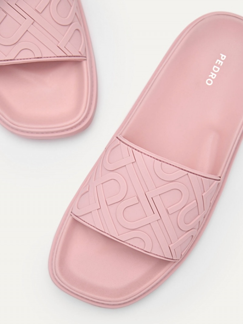 Pink Women's Pedro Icon Embossed Sandals | AEOGWZ-620