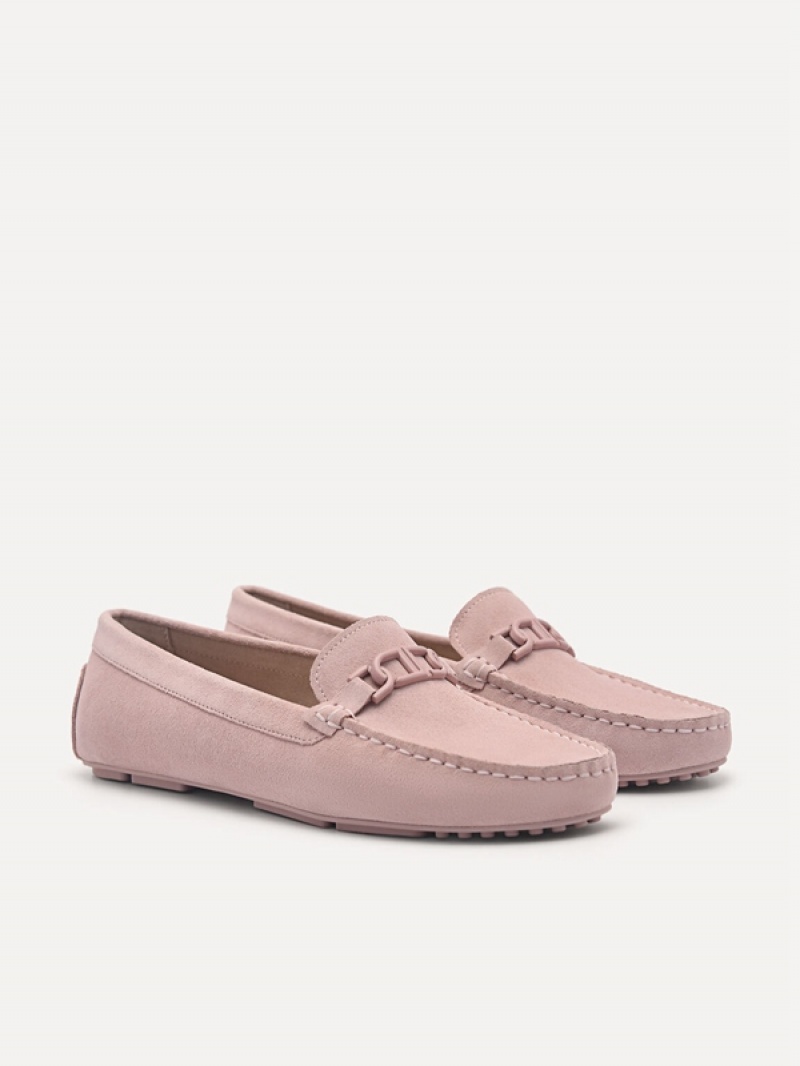 Pink Women's Pedro Icon Suede Moccasins | SKVWMU-185