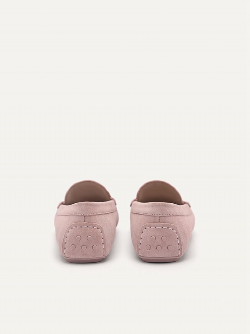 Pink Women's Pedro Icon Suede Moccasins | SKVWMU-185