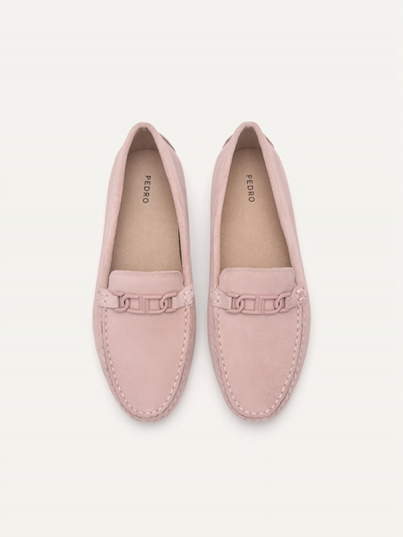 Pink Women's Pedro Icon Suede Moccasins | SKVWMU-185