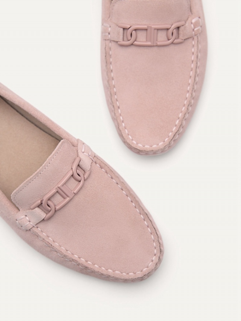 Pink Women's Pedro Icon Suede Moccasins | SKVWMU-185