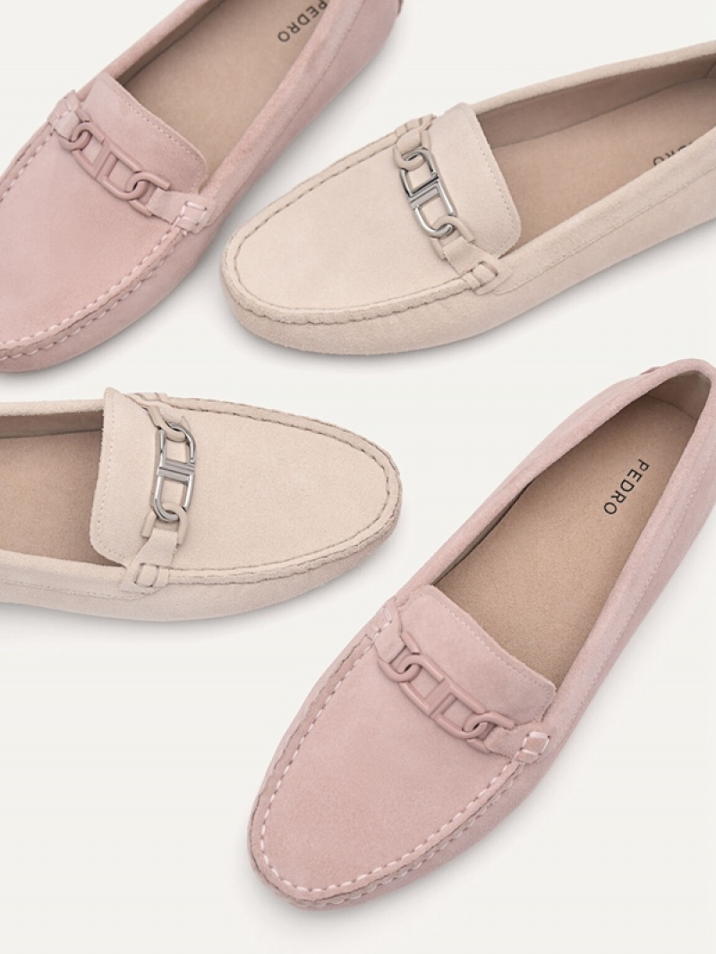 Pink Women's Pedro Icon Suede Moccasins | SKVWMU-185