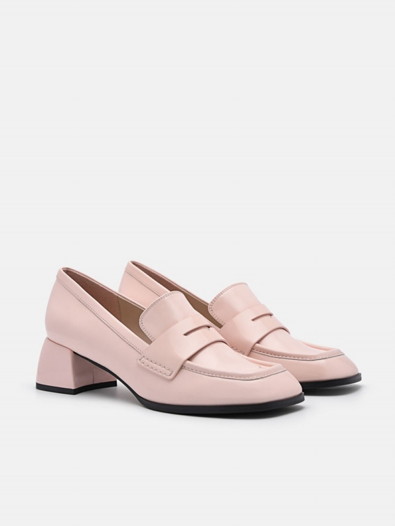 Pink Women's Pedro Maggie Leather Heel Heels | OWDMXQ-170