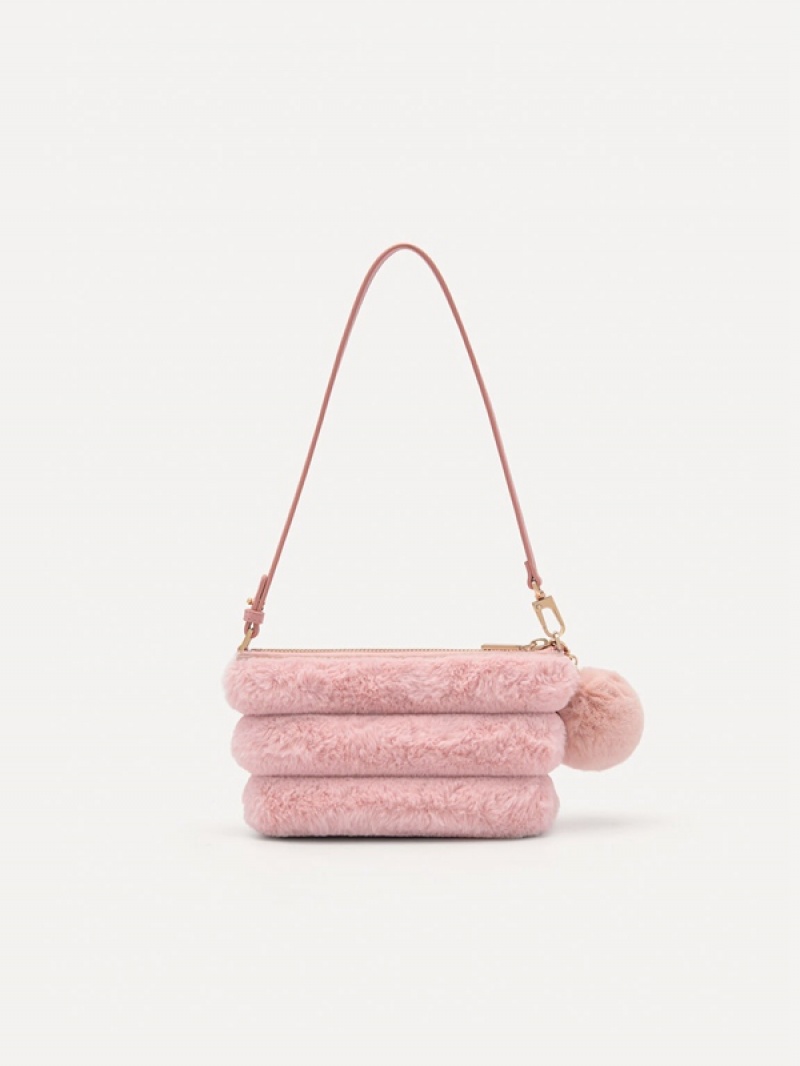 Pink Women's Pedro Padded with Fur Charm Wallet | ZTUQPL-851