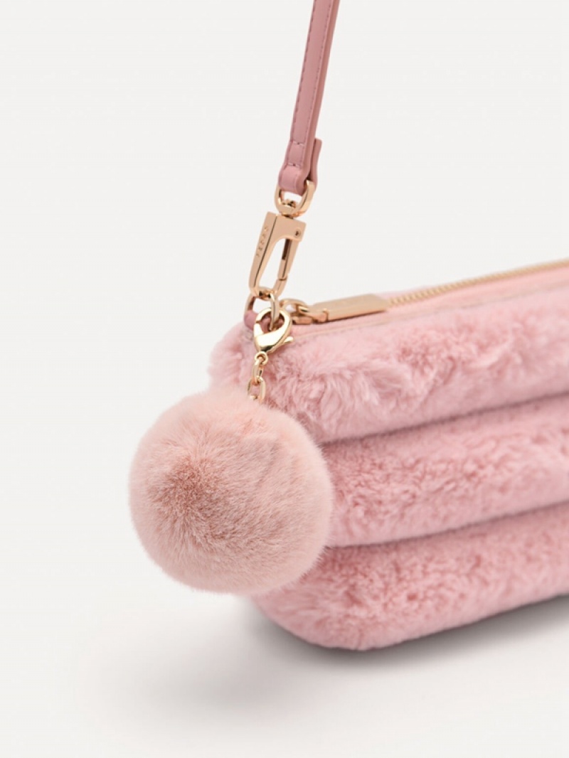 Pink Women's Pedro Padded with Fur Charm Wallet | ZTUQPL-851