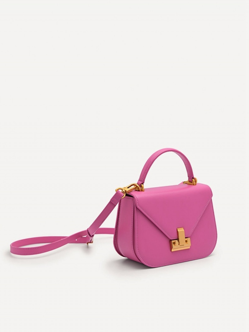 Pink Women's Pedro Studio Abbey Leather Handbag | XHYJDM-546