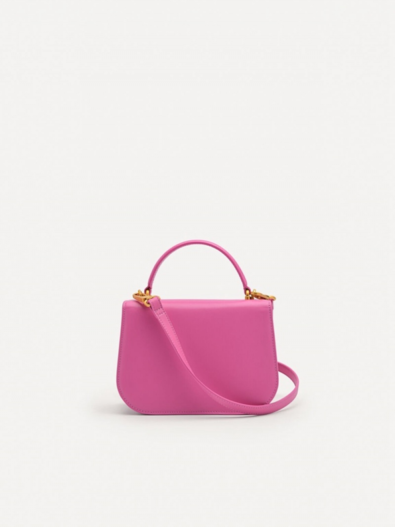 Pink Women's Pedro Studio Abbey Leather Handbag | XHYJDM-546