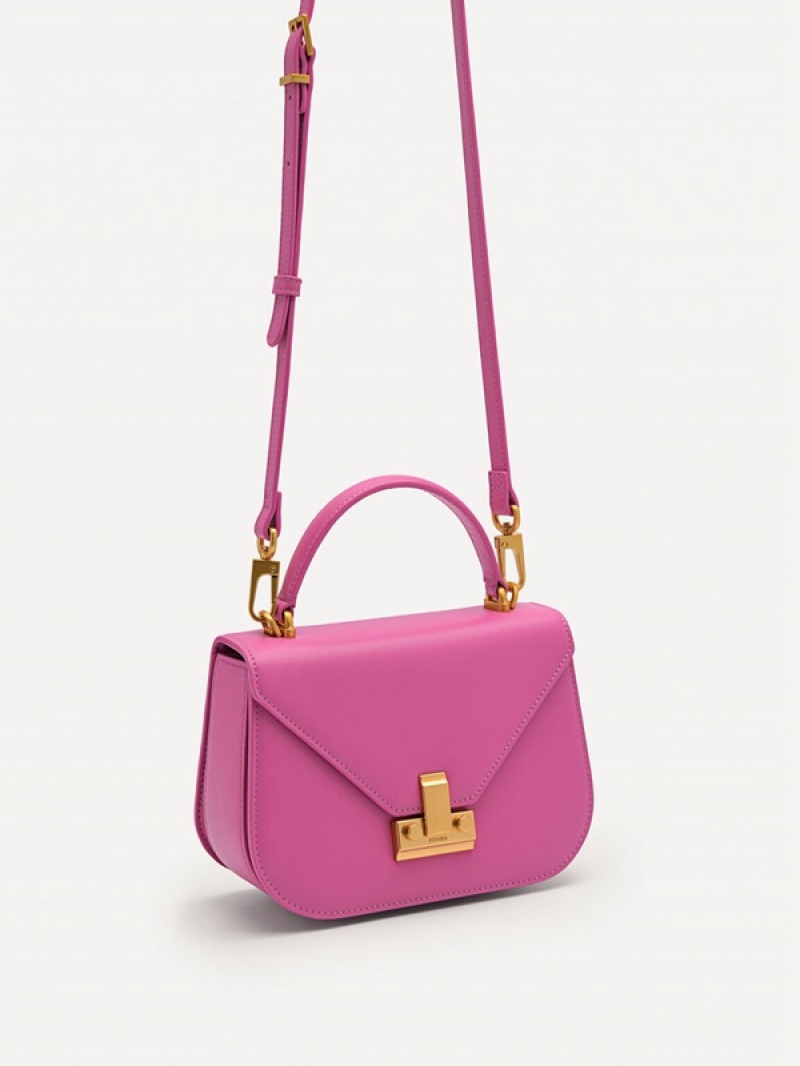 Pink Women's Pedro Studio Abbey Leather Handbag | XHYJDM-546