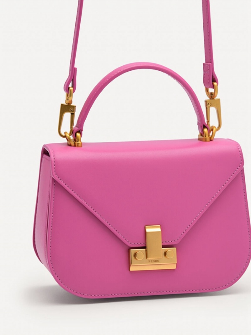 Pink Women's Pedro Studio Abbey Leather Handbag | XHYJDM-546