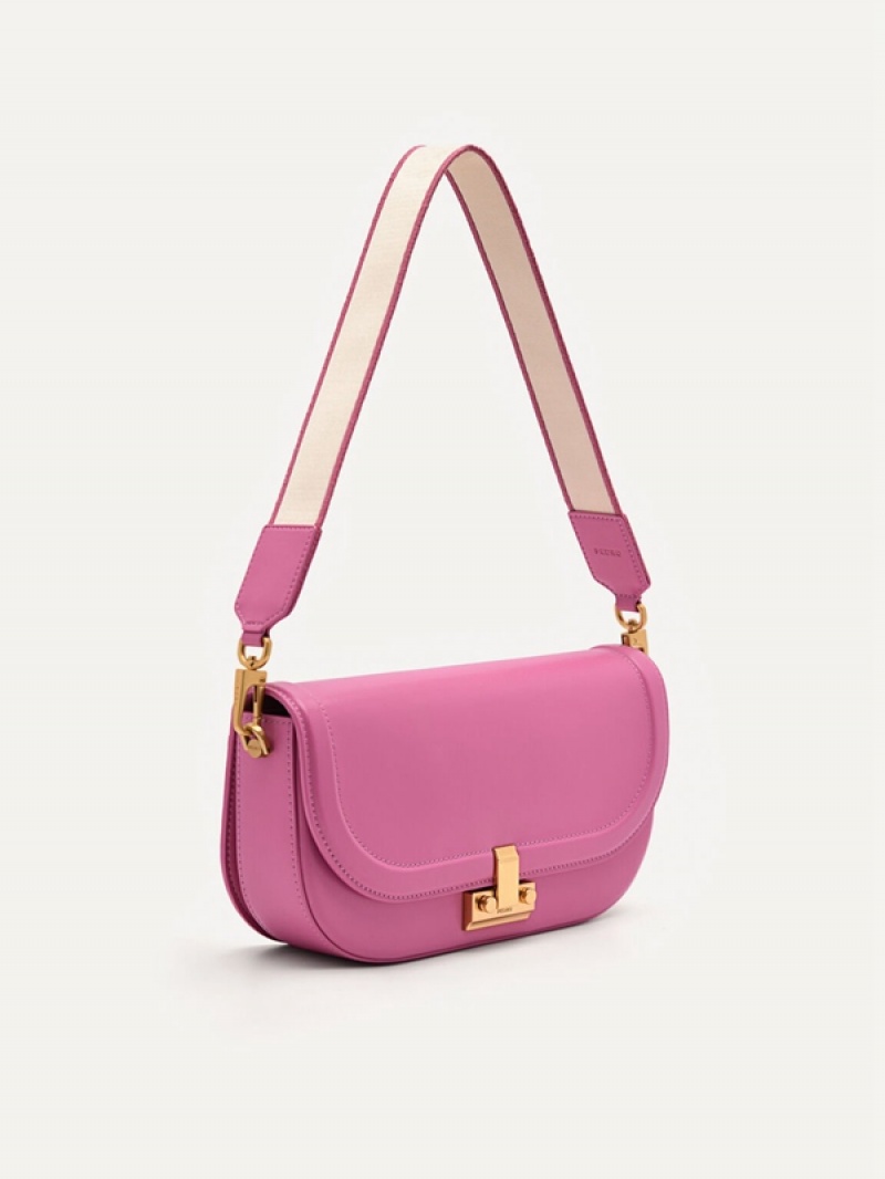 Pink Women's Pedro Studio Millie Leather Shoulder Bags | RKQVEH-530