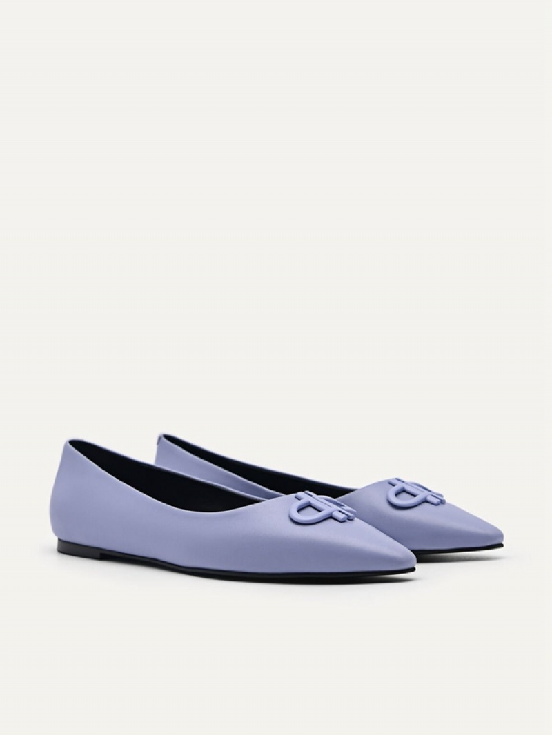 Purple Women's Pedro Icon Leather Ballet Flats | NKDWYG-349